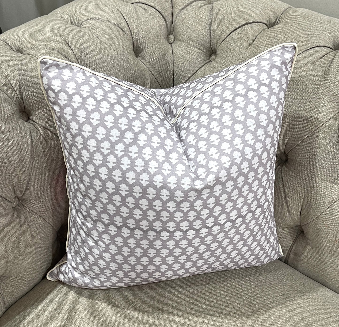 Vintage Grey White Booti 3 Pcs Cushion Lumbar Pillow Set