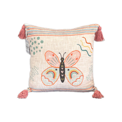 Bohemian Butterfly Printed Embroidered Cotton Bedding Cushion Throw Set