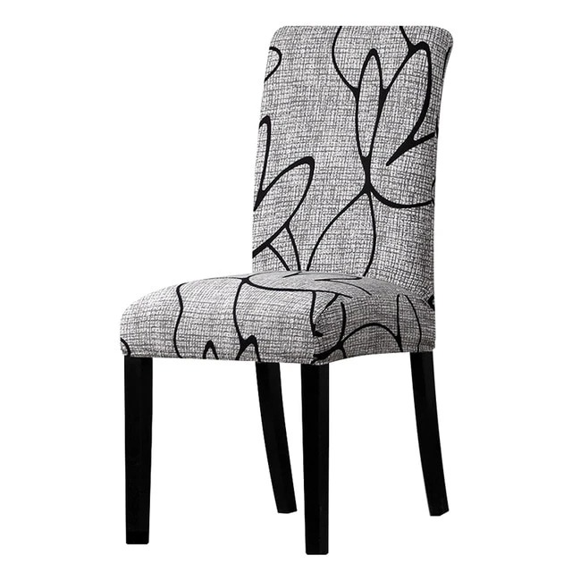 Black Abstract Floral Printed Stretchable Chair Protector Cover - Adore India   