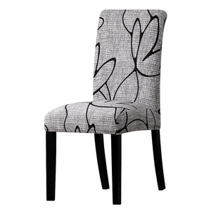 Black Abstract Floral Printed Stretchable Chair Protector Cover