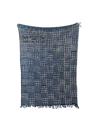 Bohemian Cotton Handmade Indigo Geometrical Bedding Throw Blanket - Adore India   