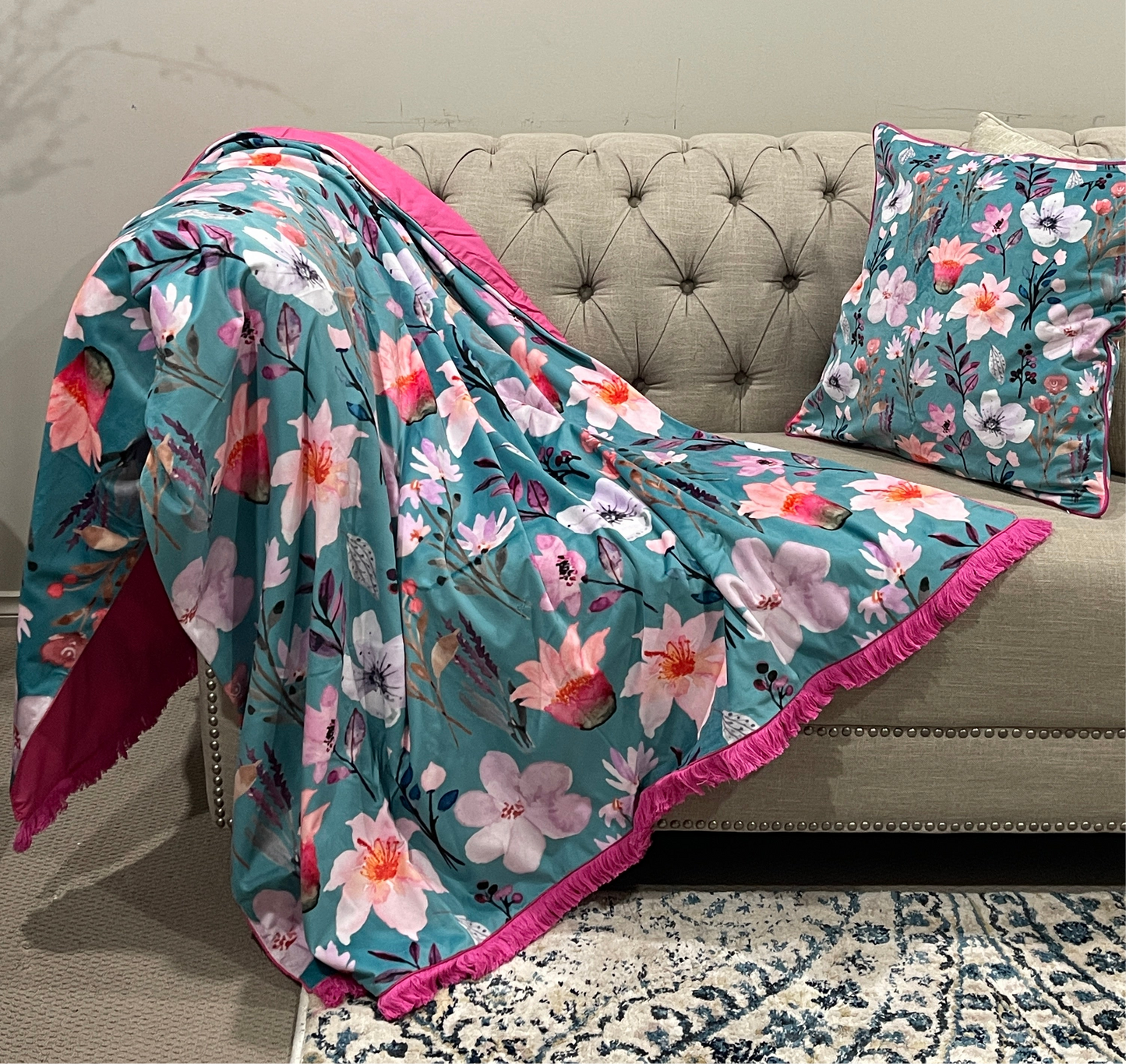 Beautiful Floral Geometrical Velvet Throw Cushion Set - Adore India   