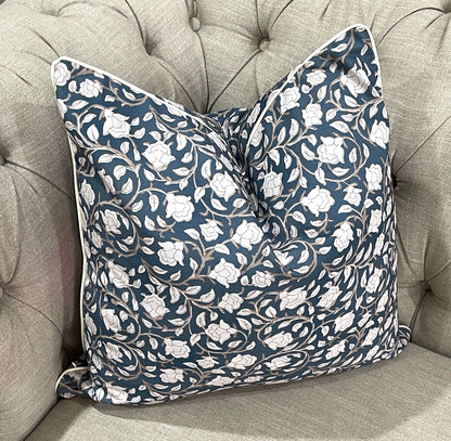 Luxurious Vintage Teal Floral 3 Pieces Cushion Lumbar Pillow Set