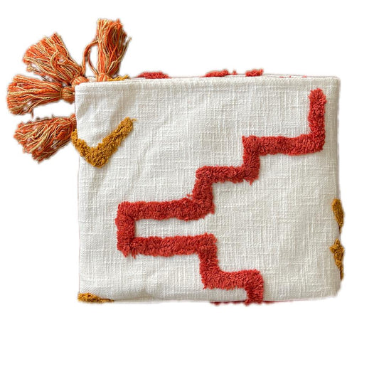 Bohemian Red Cotton Bedding Tufted Throw Blanket - Adore India   