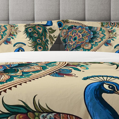 Bohemian Peacock Indian Mandala Reversible Quilt Cover Duvet Cover Set - Adore India   