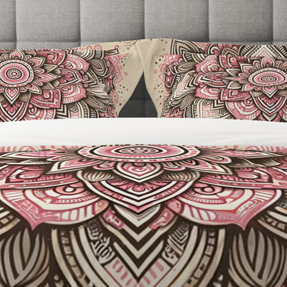 Bohemian Blush Indian Mandala Reversible Quilt Cover Duvet Cover Set - Adore India   