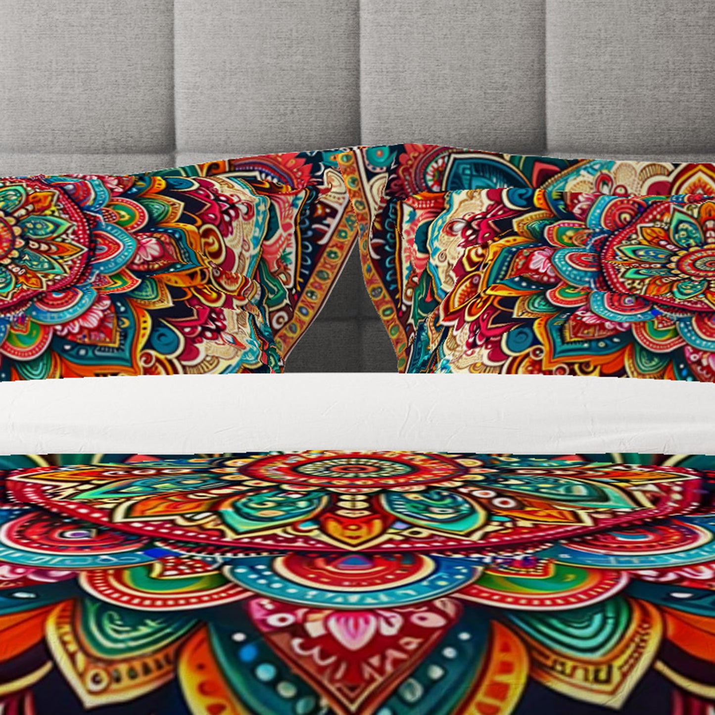 Colourful Indian Mandala Reversible Quilt Cover Duvet Cover Set - Adore India   