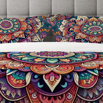 Colourful Spirit Indian Mandala  Reversible Quilt Cover Duvet Cover Set - Adore India   