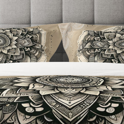 Cream Bloom Spirit Mandala Reversible Quilt Cover Duvet Cover Set - Adore India   