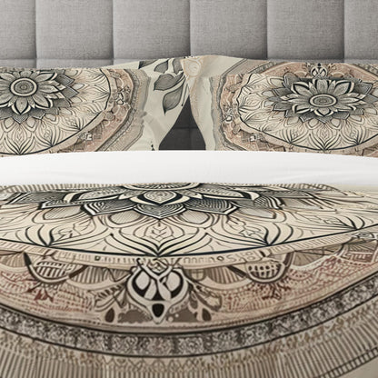 Bohemian Fair Cream Indian Mandala Reversible Quilt Cover Duvet Cover Set - Adore India   