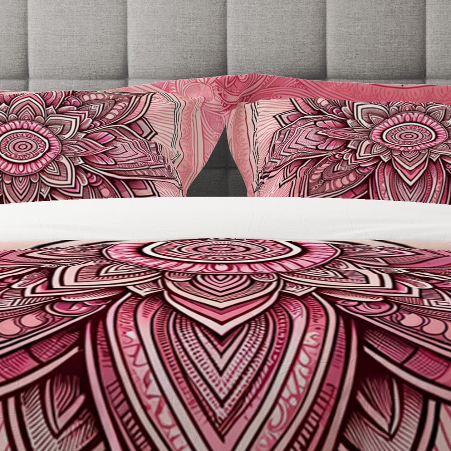 Bohemian Blushing Flesh Indian Mandala Reversible Quilt Cover Duvet Cover Set - Adore India   