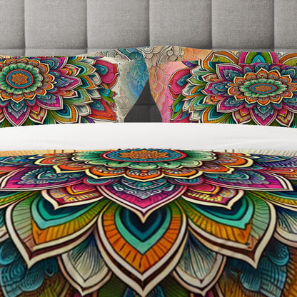 Bohemian Colourful Joy Indian Mandala Reversible Quilt Cover Duvet Cover Set - Adore India   