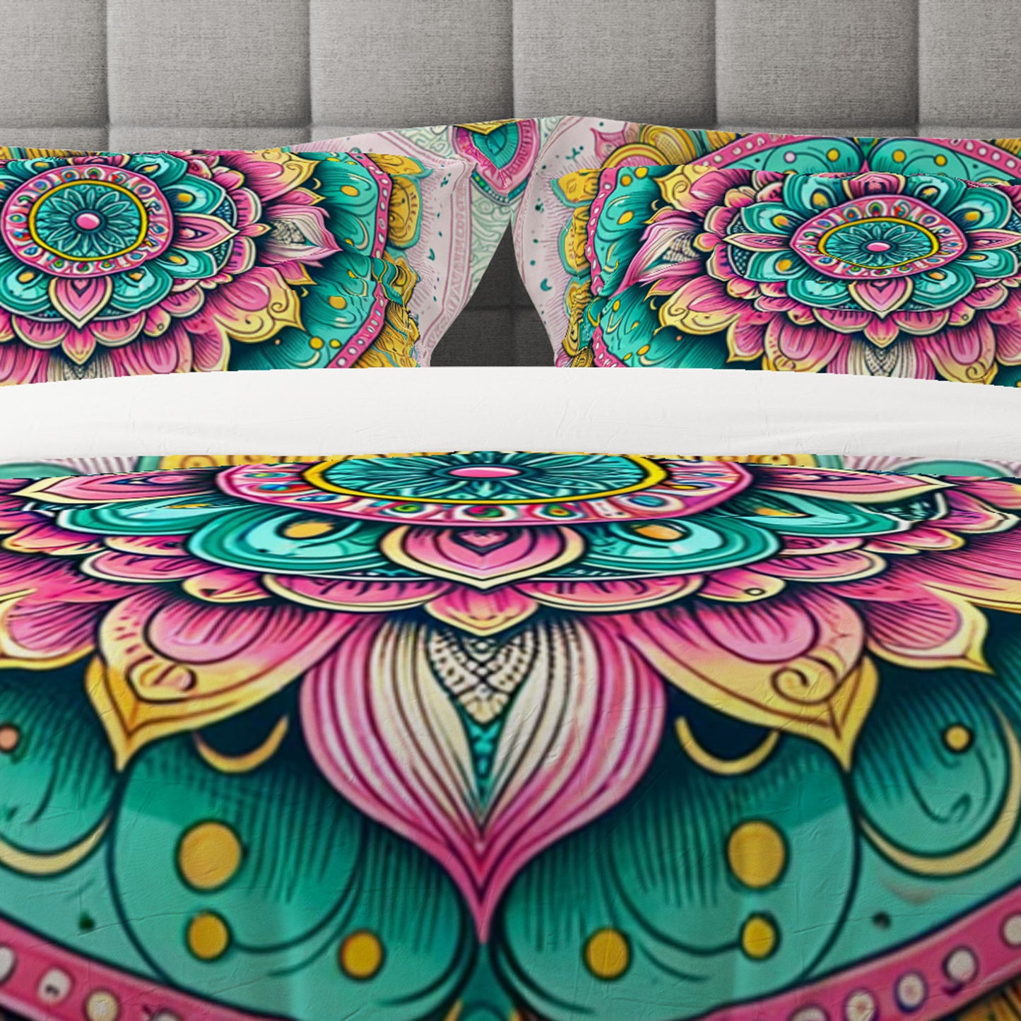 Bohemian Beautiful Sunshine Indian Mandala Reversible Quilt Cover Duvet Cover Set - Adore India   