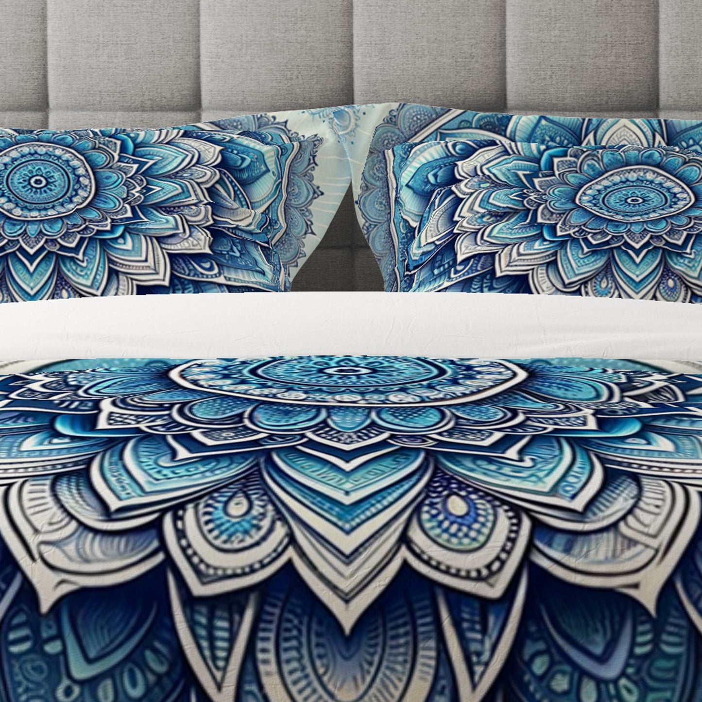 Bohemian Great Blue Indian Mandala Reversible Quilt Cover Duvet Cover Set - Adore India   