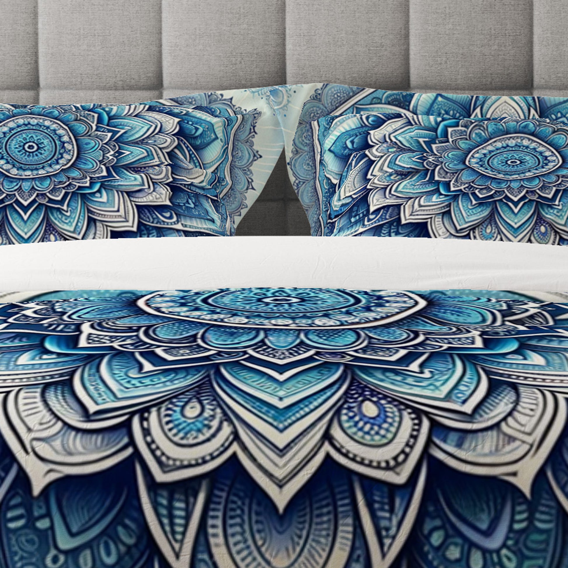 Bohemian Great Blue Indian Mandala Reversible Quilt Cover Duvet Cover Set - Adore India   