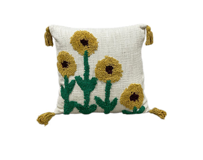 Beautiful Boho Cotton Tufted Cushion Cover - 40cm - Adore India   