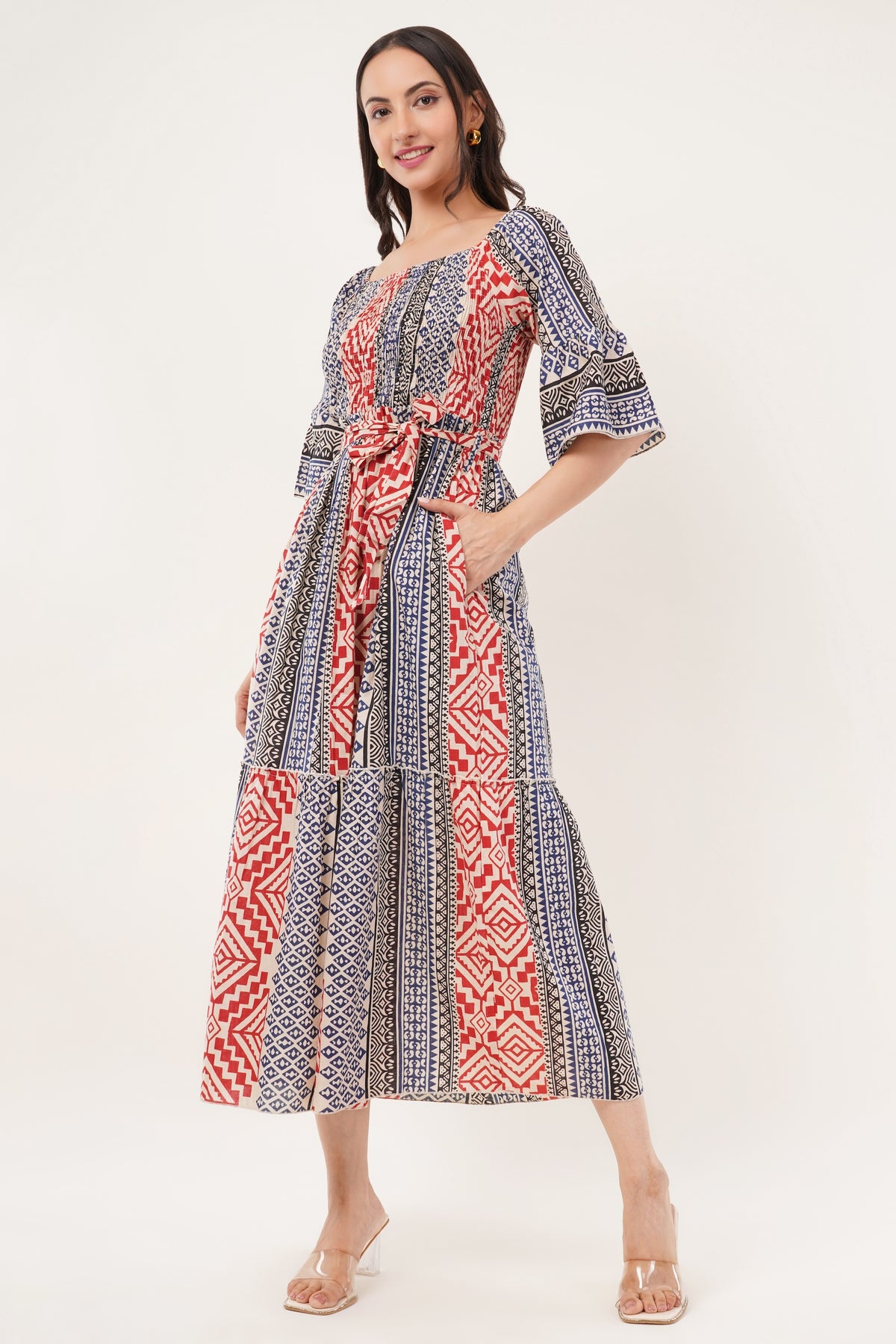 Womens Off Shoulder Cotton Boho Summer Beach Maxi Dress