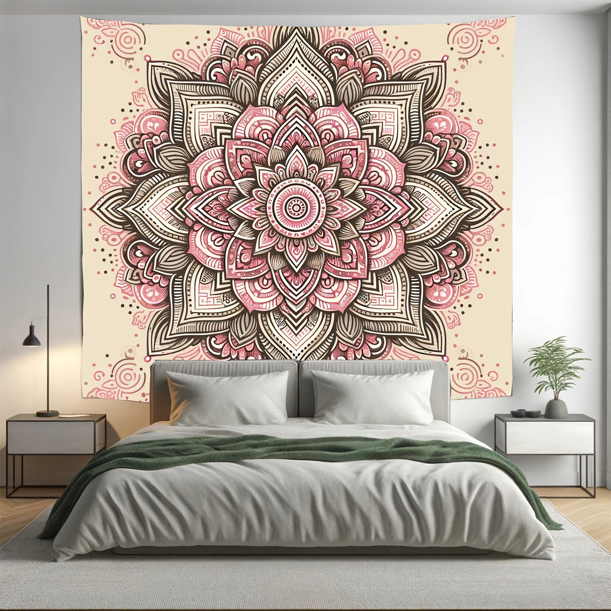 Bohemian Blush Indian Mandala Tapestry Psychedelic Wall Hanging Boho Decor - Adore India   