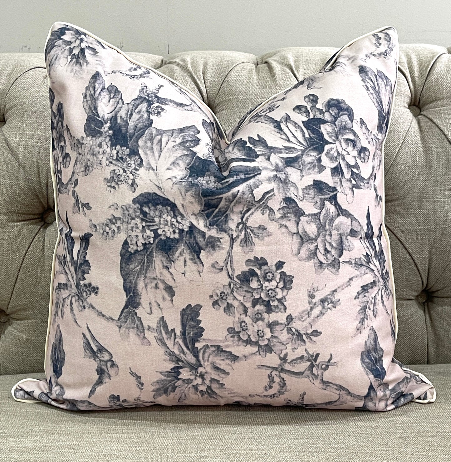 Luxurious Vintage Blue Abstract Floral 3 Pcs Cushion Lumbar Pillow Set