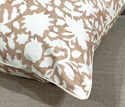 Vintage Brown White Floral 3 Pcs Cushion Lumbar Pillow Set