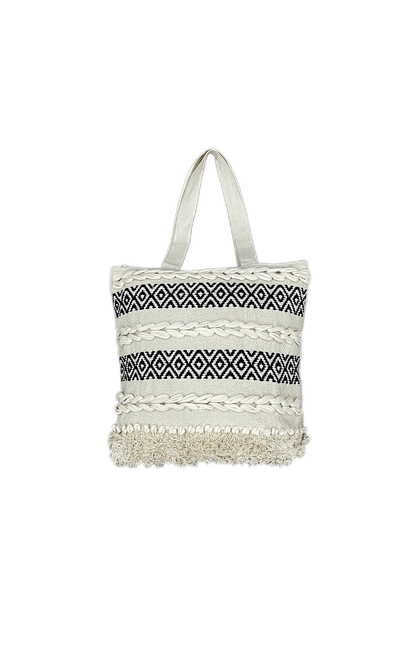 Cotton Boho Handmade Tufted Tote Bag - Adore India   