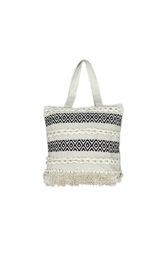 Cotton Boho Handmade Tufted Tote Bag - Adore India   