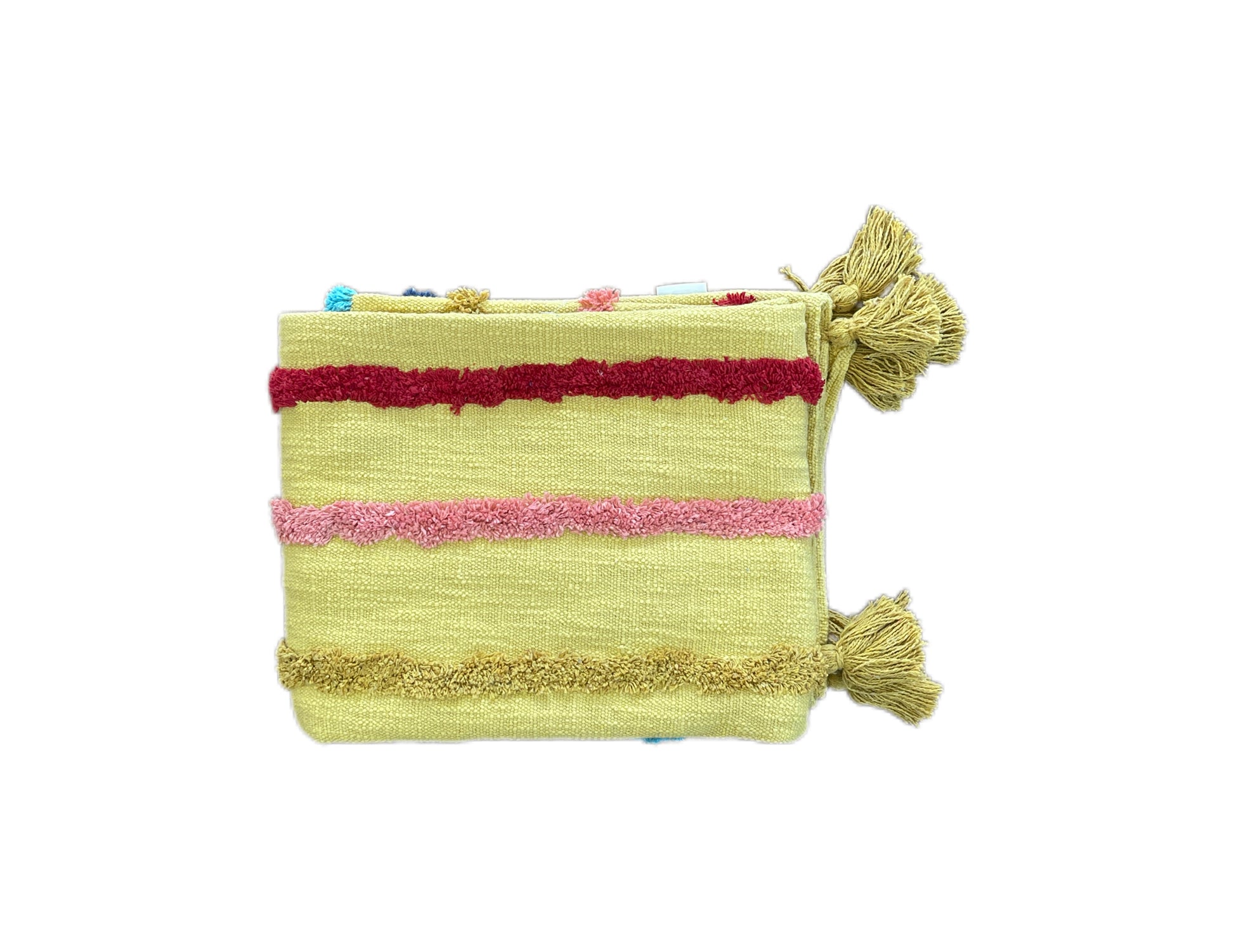 Minimalistic Mustard Rainbow Cotton Tufted Bedding Throw Blanket - Adore India   