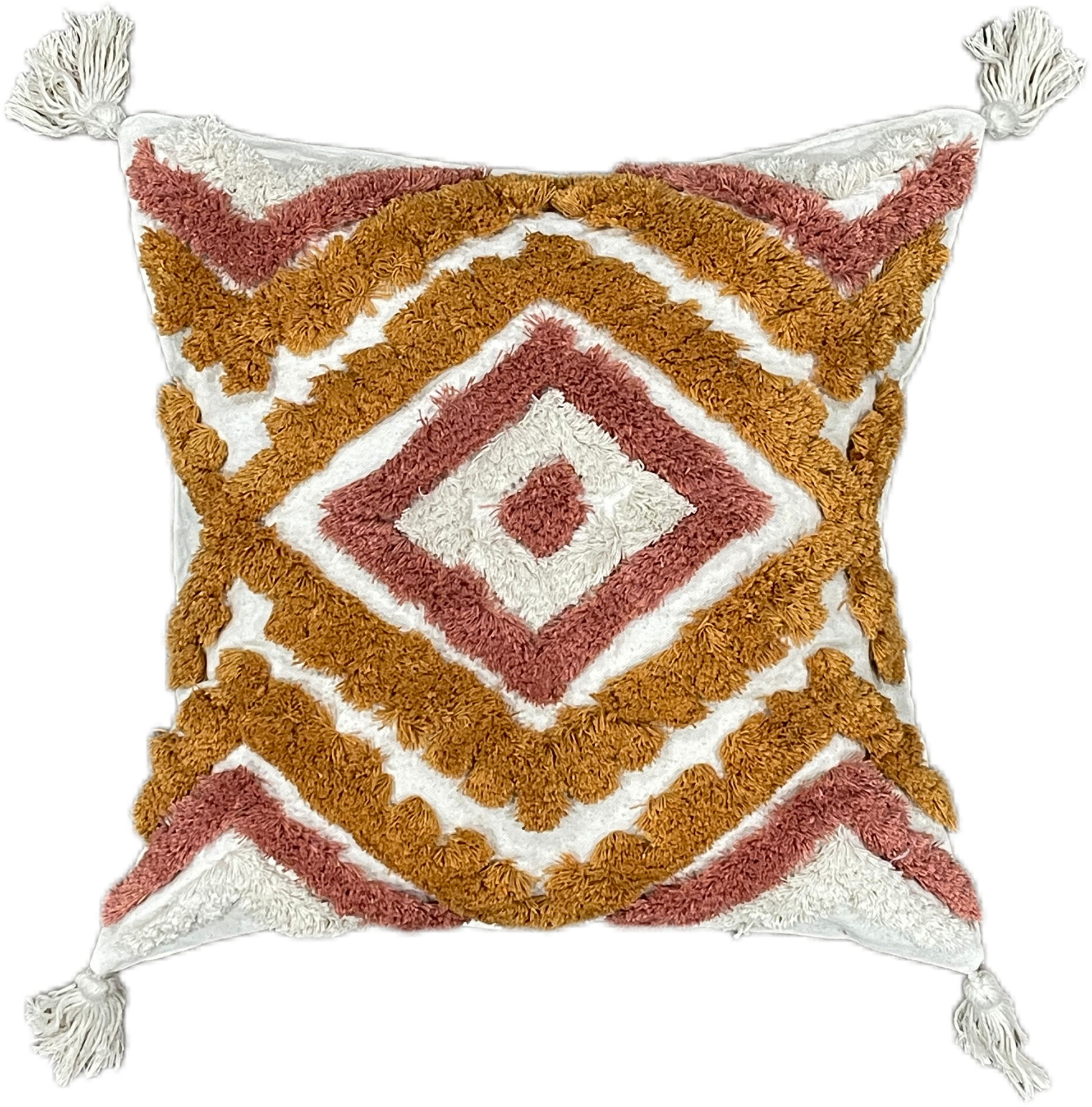 Geometrical Floral Boho Cotton Tufted Cushion Cover - Adore India   