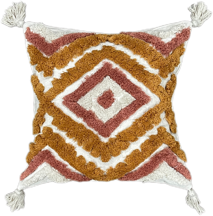 Geometrical Floral Boho Cotton Tufted Cushion Cover - Adore India   