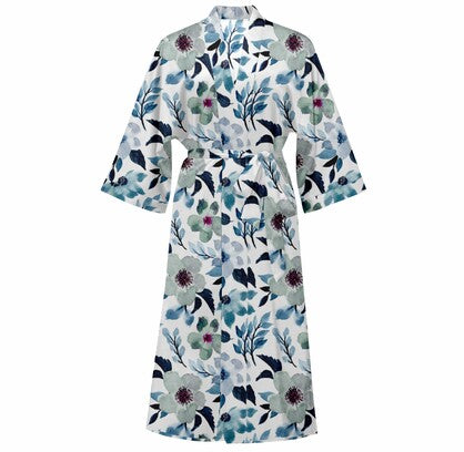 Cotton Kimono Printed Floral Beach Cover-Up Boho Kimono Beach Dress- Tasmin