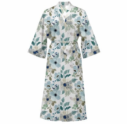 Cotton Kimono Printed Floral Beach Cover-Up Boho Kimono Beach Dress- Daintree