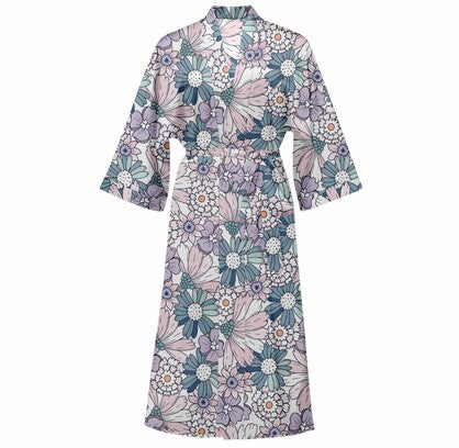 Cotton Kimono Printed Floral Beach Cover-Up Boho Kimono Tahila