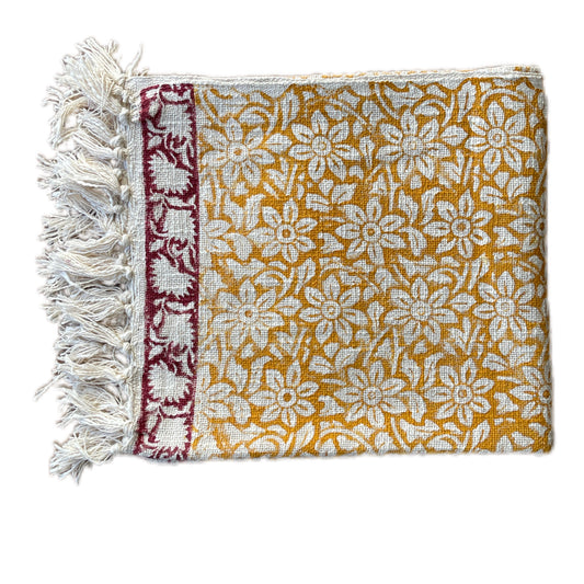 Bohemian Flower Hand Block Printed Cotton Bedding Throw Blanket - Adore India   