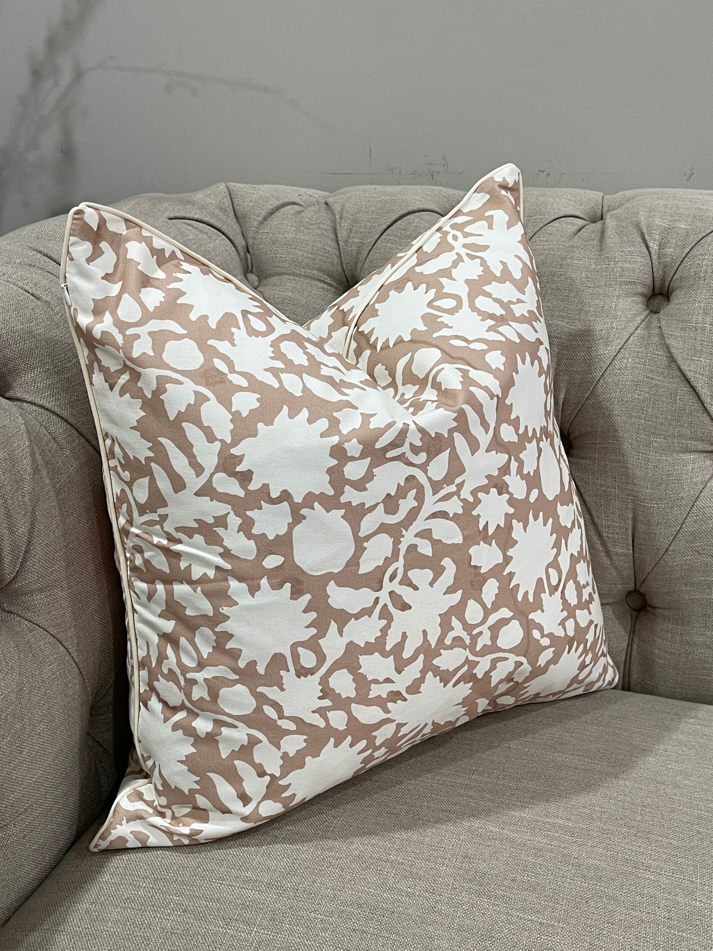 Vintage Brown White Floral 3 Pcs Cushion Lumbar Pillow Set