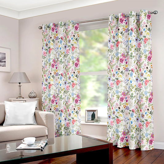 Exotic Floral Bohemian Style Eyelet Curtain