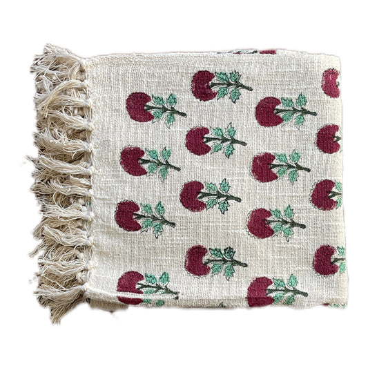 Bohemian Hand Block Red Bud Cotton Bedding Blanket Throw - Adore India   