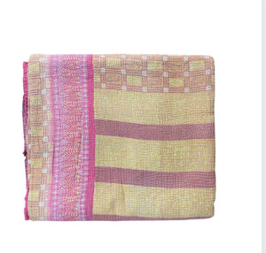 Indian Handmade Vintage Cotton Kantha Quilt Bedspread Throw- Asha