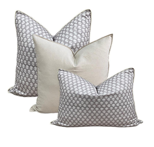 Grey White Booti Cushion Pillow Set