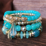 Bohemian Handmade Crystal Beaded Multi Colour Bracelet with Charm