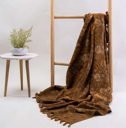 Bohemian Cotton Vintage Mustard Block Printed Bedding Throw Blanket - Adore India   