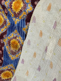 Indian Handmade Cotton Reversible Vintage Kantha Quilt Bedspread Throw- Bhavana