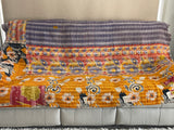 Indian Handmade Cotton Reversible Vintage Kantha Quilt Bedspread Throw- Vidya