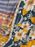 Indian Handmade Cotton Reversible Vintage Kantha Quilt Bedspread Throw- Vidya