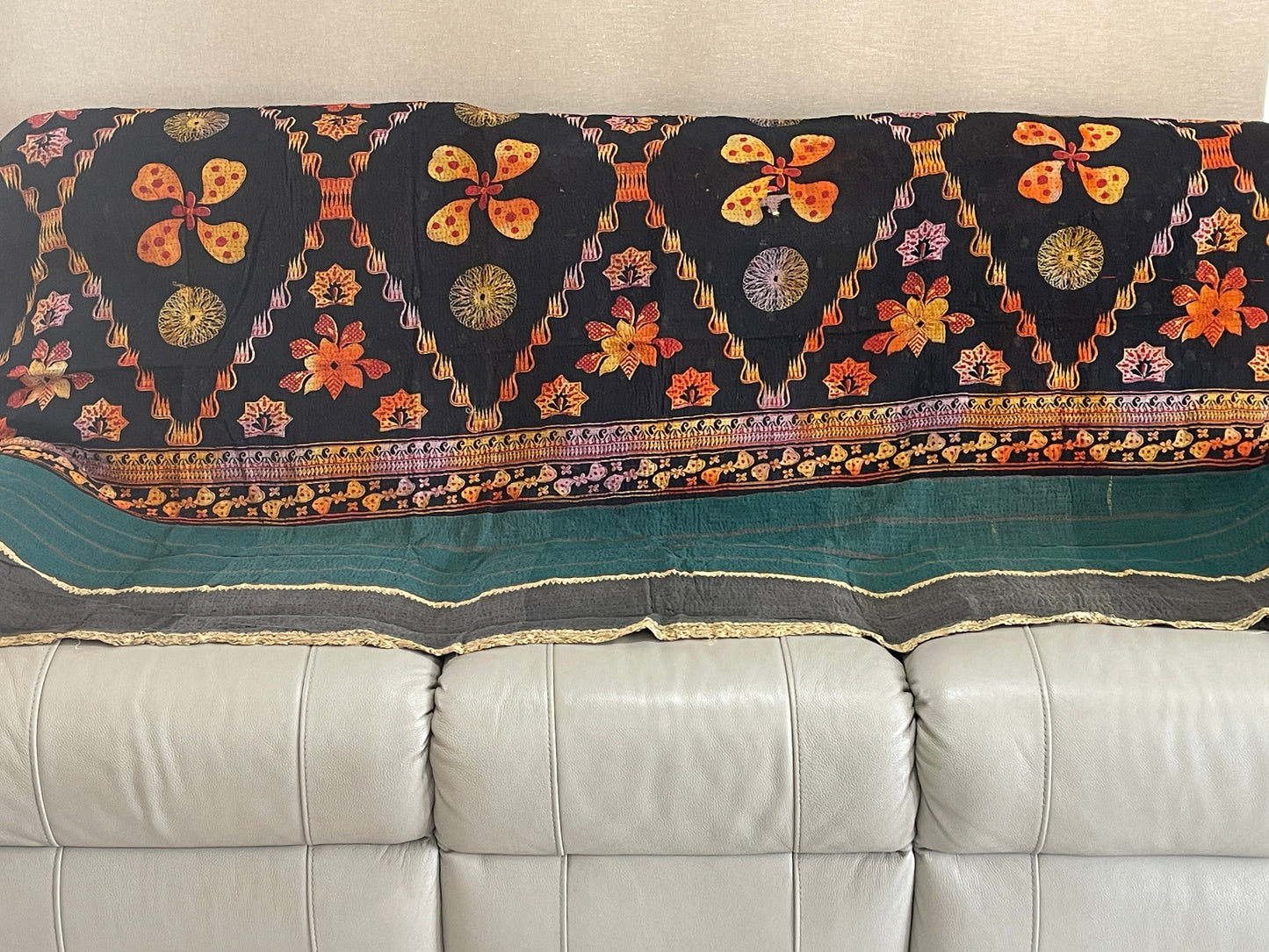 Indian Handmade Cotton Vintage Kantha Quilt Bedspread Throw- Rupa