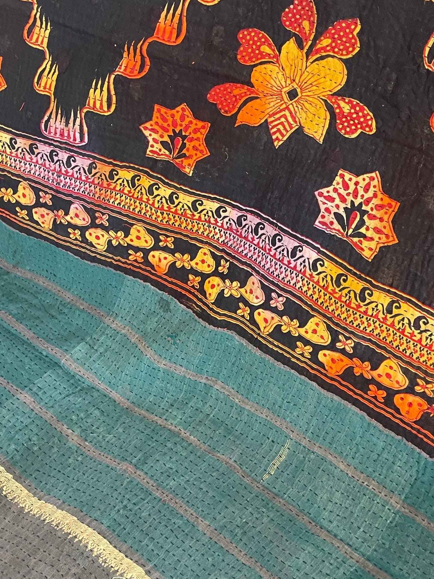 Indian Handmade Cotton Vintage Kantha Quilt Bedspread Throw- Rupa - Adore India   