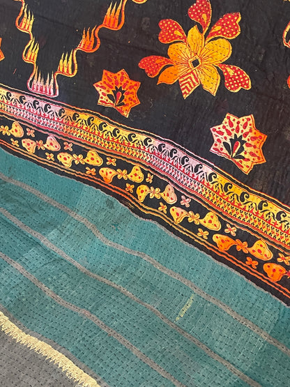 Indian Handmade Cotton Vintage Kantha Quilt Bedspread Throw- Rupa