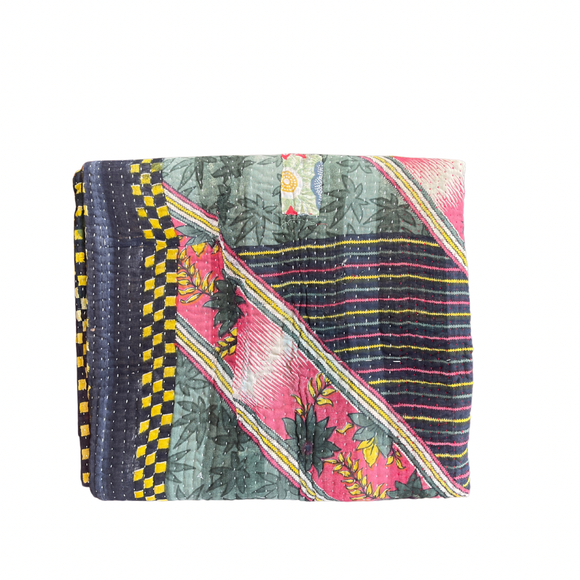 Indian Handmade Cotton Vintage Kantha Quilt Throw- Rashi