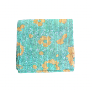 Indian Handmade Reversible Vintage Kantha Quilt Bedspread Jyoti