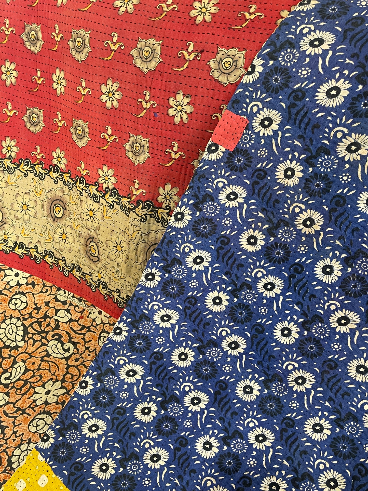Indian Handmade Reversible Vintage Kantha Quilt Bedspread Mary