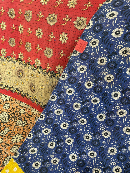 Indian Handmade Reversible Vintage Kantha Quilt Bedspread Mary